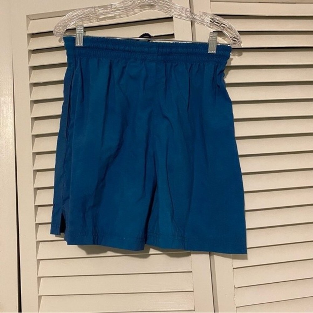 Vintage Side1 Size Small 100% Nylon 80s Teal Blue Shorts Swim Trunks - Picture 4 of 8